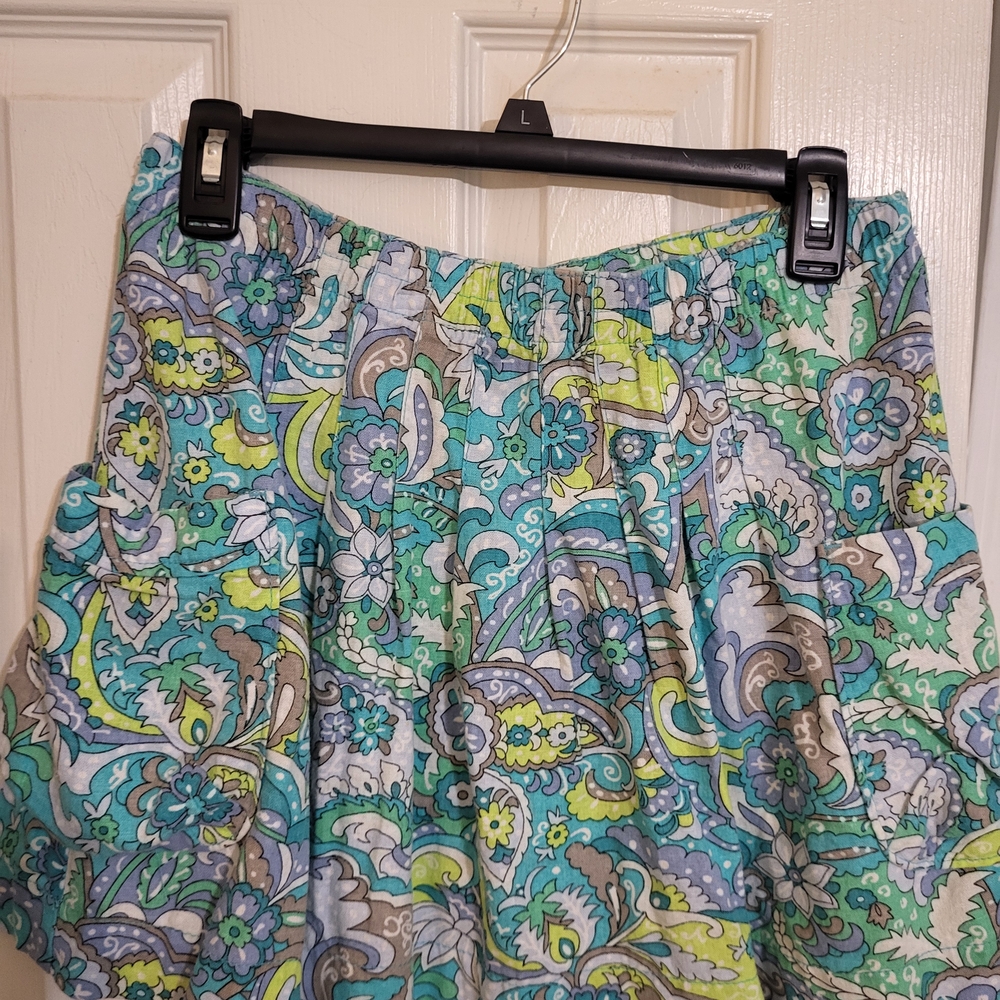 Old Navy Green and Blue Floral Skirt